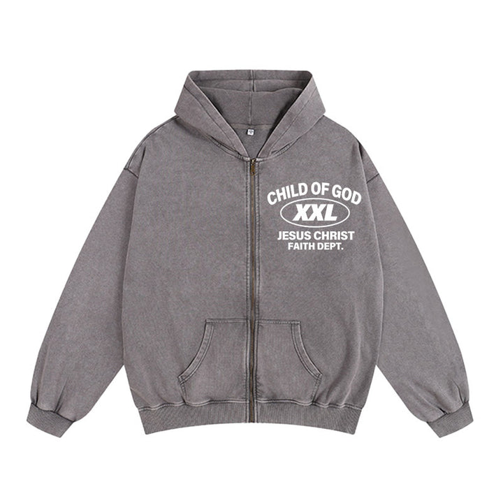 Christianartworkshop Child of God Identity Zip-Up Hooded Jacket: Merge Faith & Street-Style Expression - Grey - 2XL - image 8