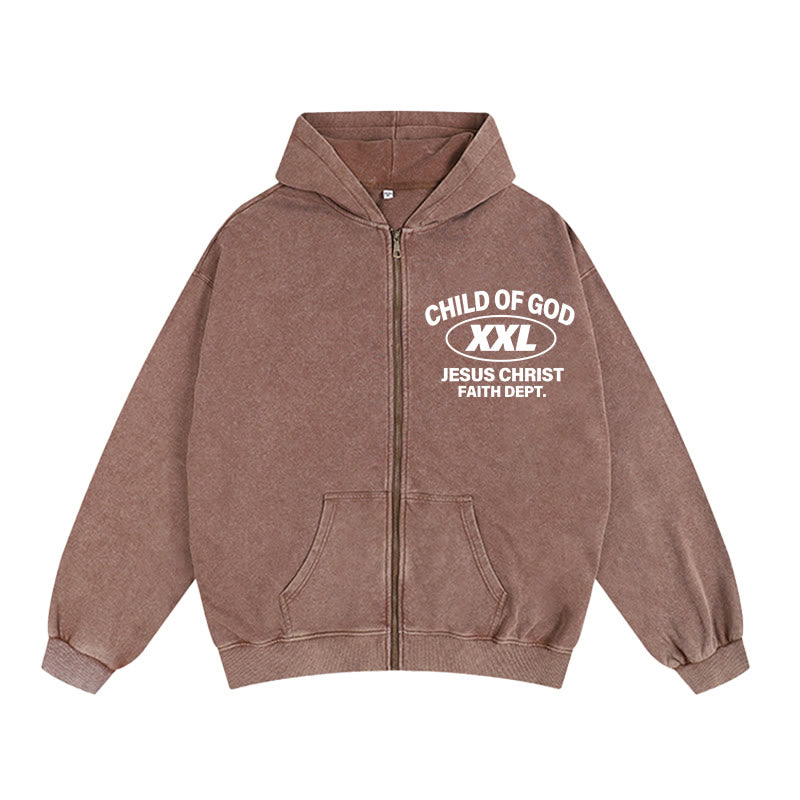Christianartworkshop Child of God Identity Zip-Up Hooded Jacket: Merge Faith & Street-Style Expression - Coffee - 2XL - image 0