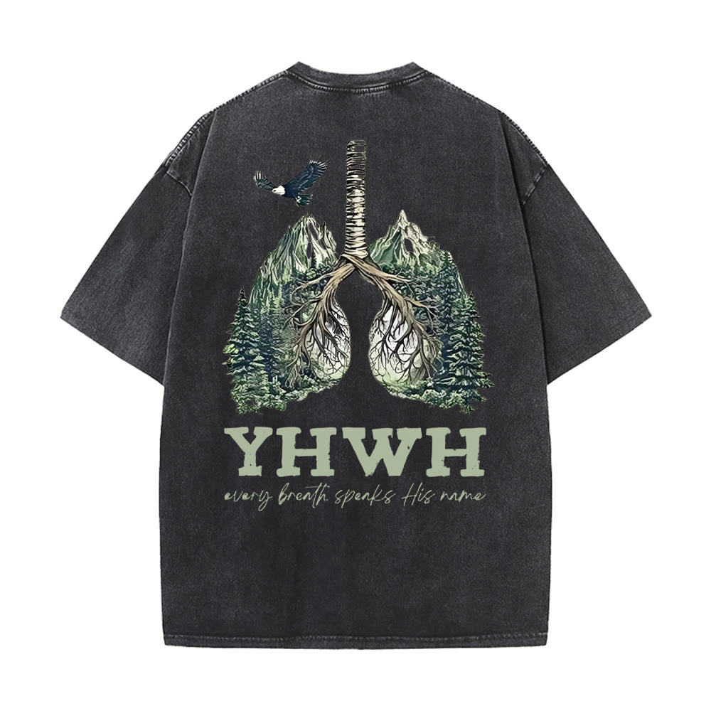 Christianartworkshop Every Breath Speaks His Name Unisex Washed T-shirt - Black - 5XL - image 12