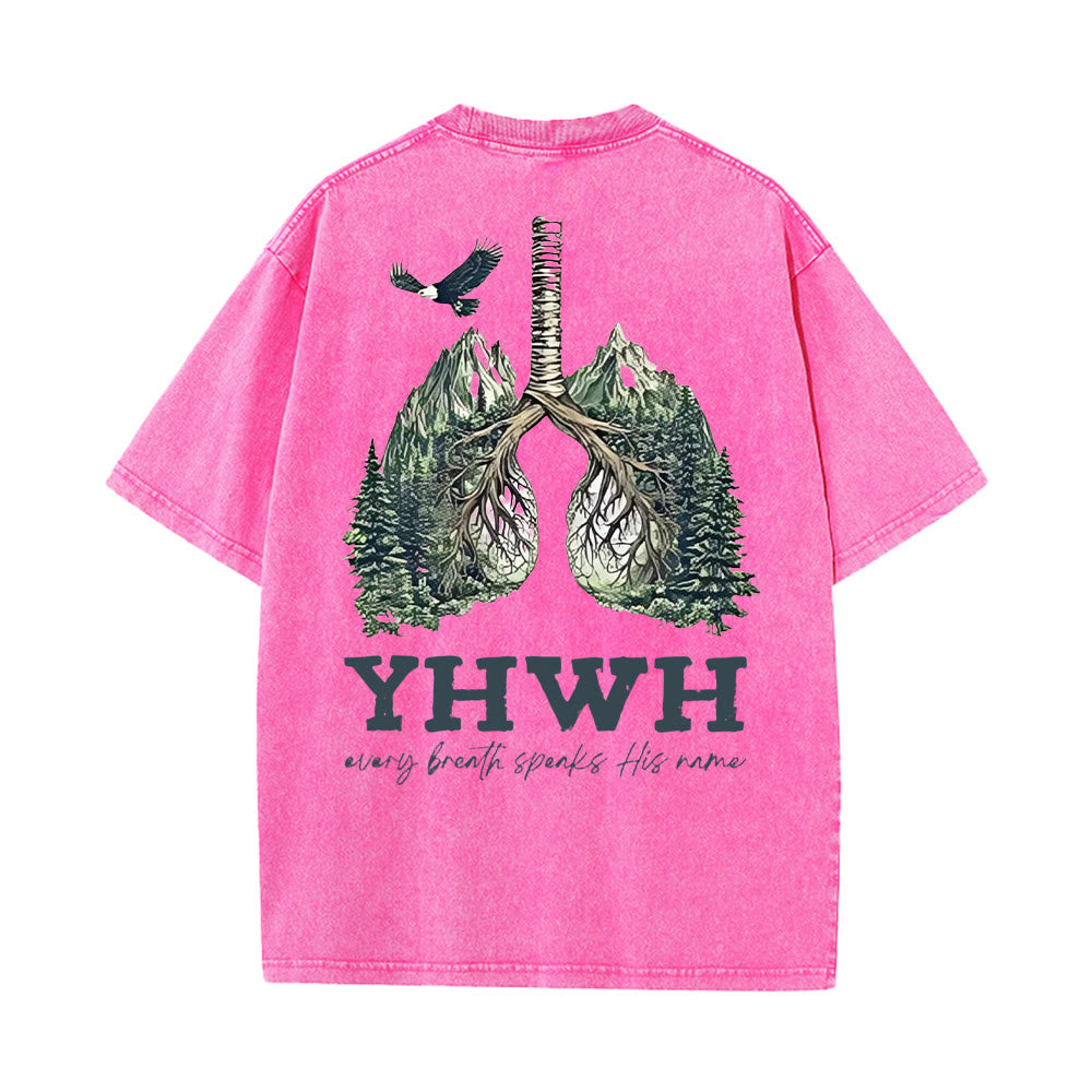 Christianartworkshop Every Breath Speaks His Name Unisex Washed T-shirt - Pink - 5XL - image 16