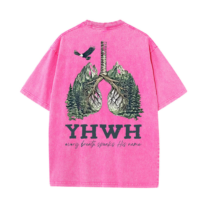 Christianartworkshop Every Breath Speaks His Name Unisex Washed T-shirt - Pink - 5XL - image 16