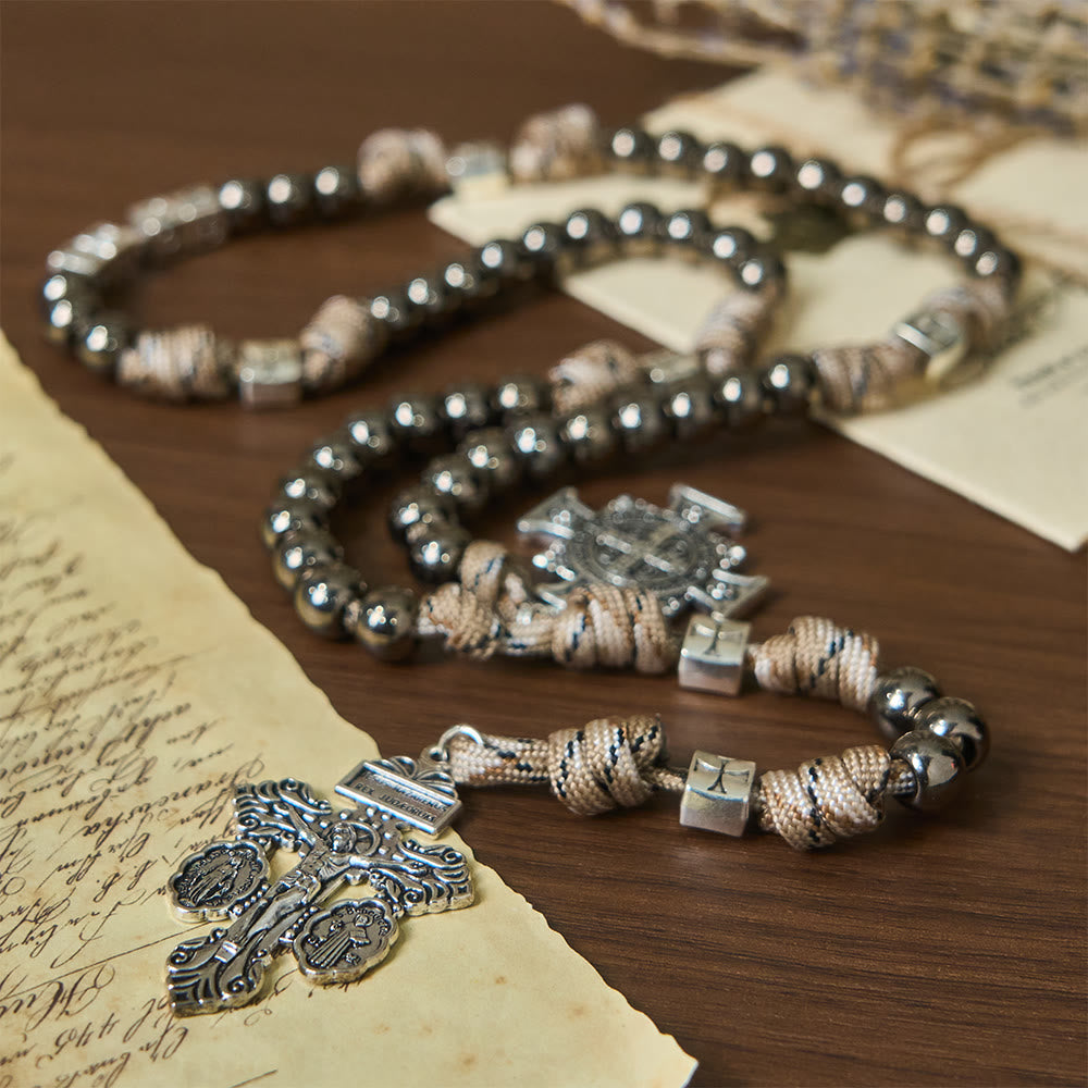 Christianartworkshop 2026 New Year Paracord Rugged Rosary with St. Benedict Guardian Faith - image 7