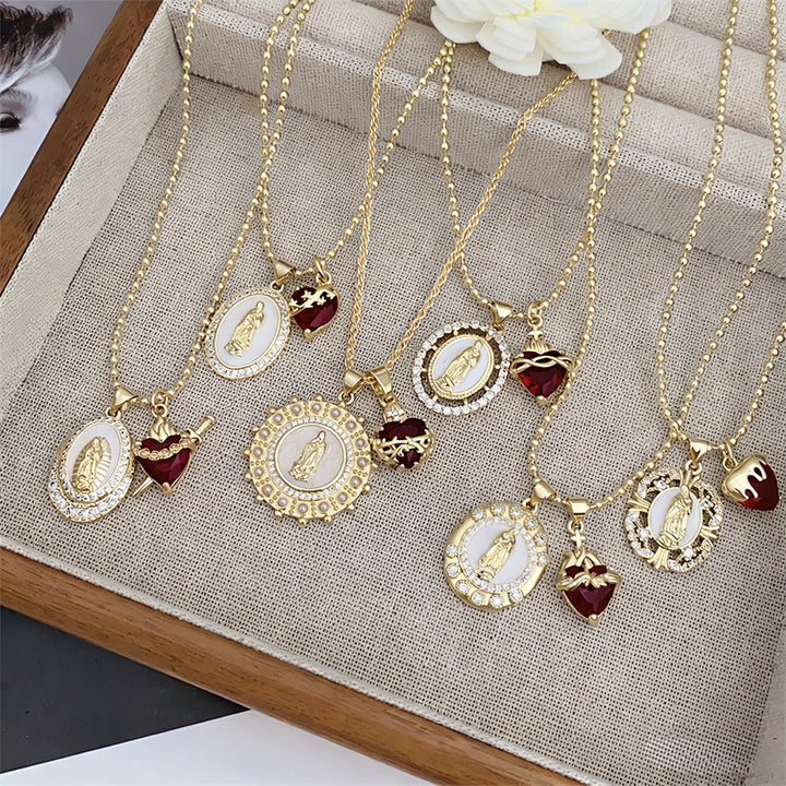 Christianartworkshop Our Lady & Sacred Heart Necklace in 6 Styles: Elegant Faith-Infused Jewelry - image 1