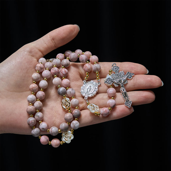 Christianartworkshop Pink Zebra Jasper 2026 New Year Rosary: Personalized Name Faith - image 5