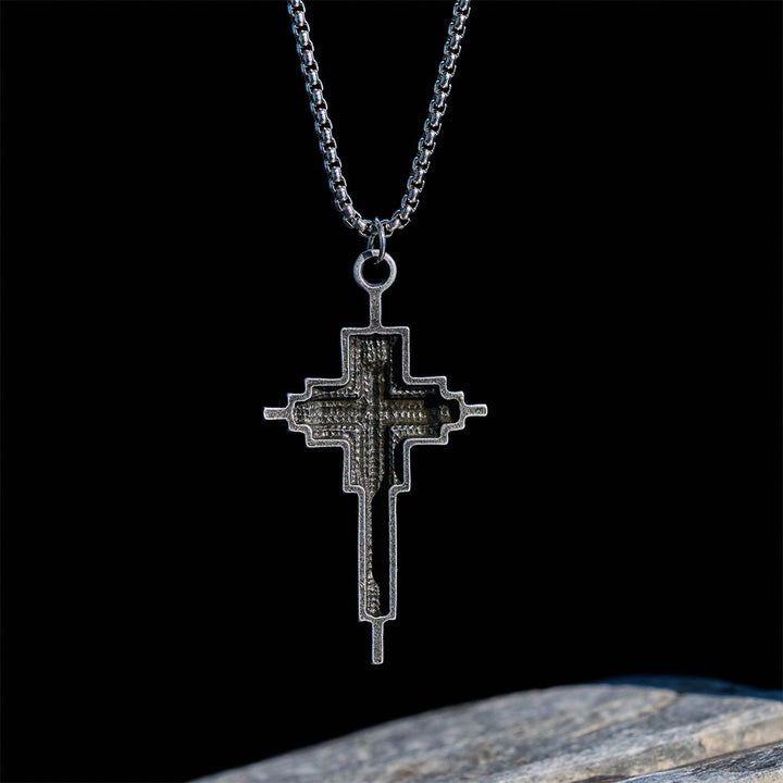 Christianartworkshop Structured Alloy Cross Necklace: Modern Layered Faith Jewelry - image 1
