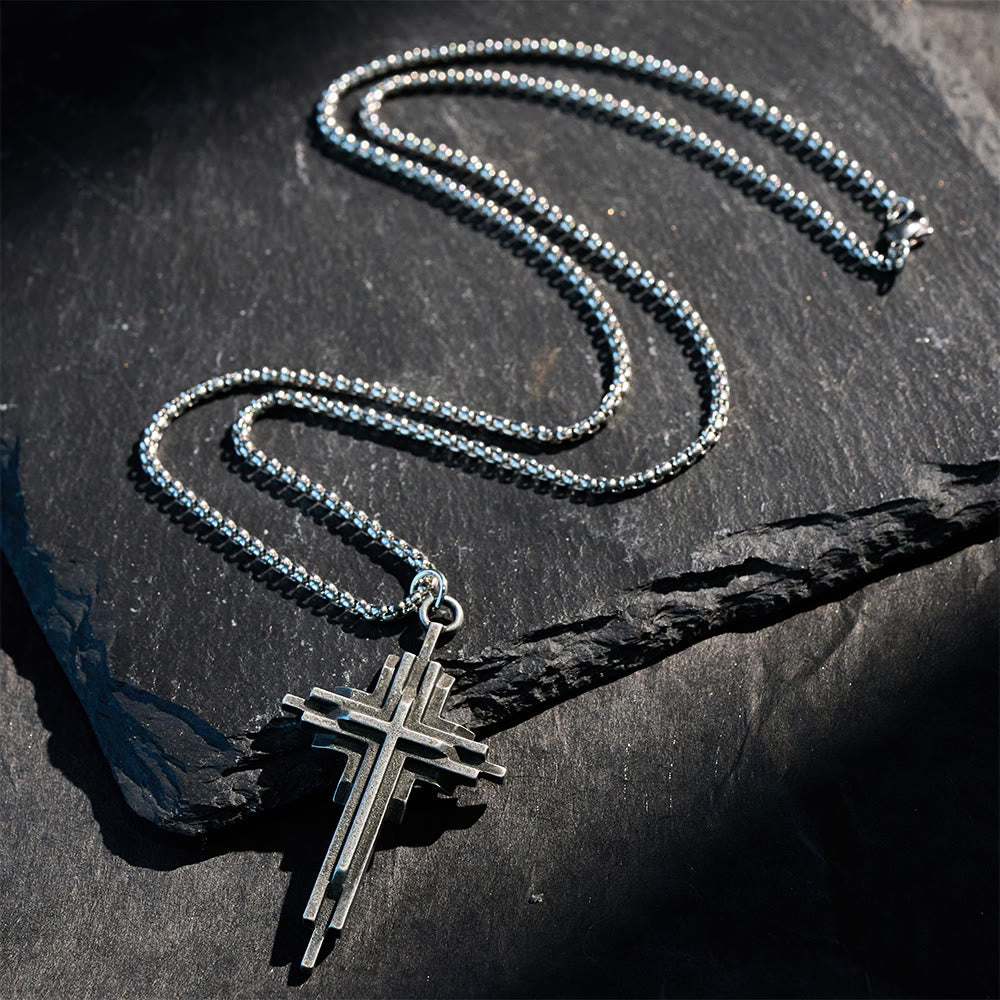 Christianartworkshop Structured Alloy Cross Necklace: Modern Layered Faith Jewelry - image 4