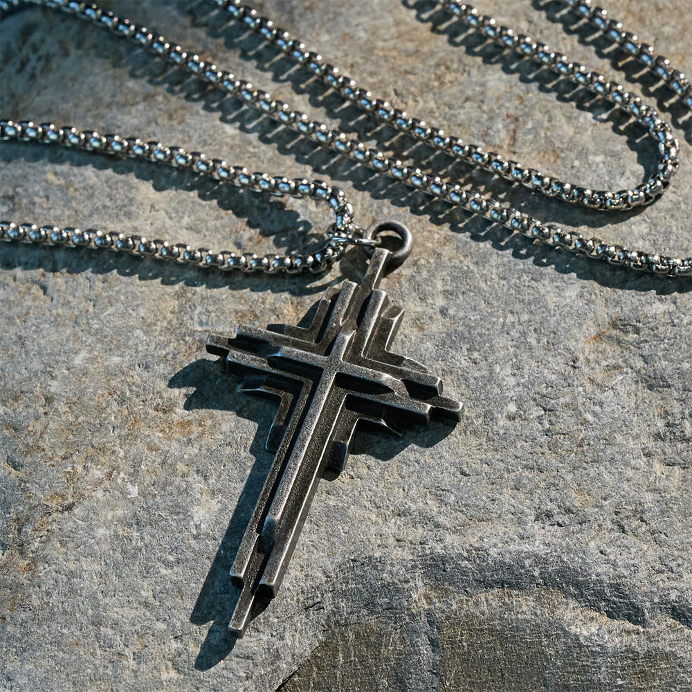 Christianartworkshop Structured Alloy Cross Necklace: Modern Layered Faith Jewelry - image 2