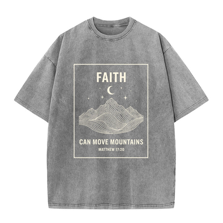 Christianartworkshop Faith Can Move Mountains Matthew 17:20 Unisex Washed T-Shirt - Grey - 5XL - image 9