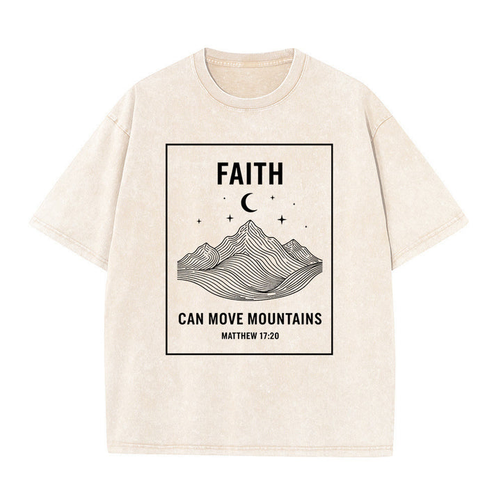 Christianartworkshop Faith Can Move Mountains Matthew 17:20 Unisex Washed T-Shirt - Beige - 5XL - image 8