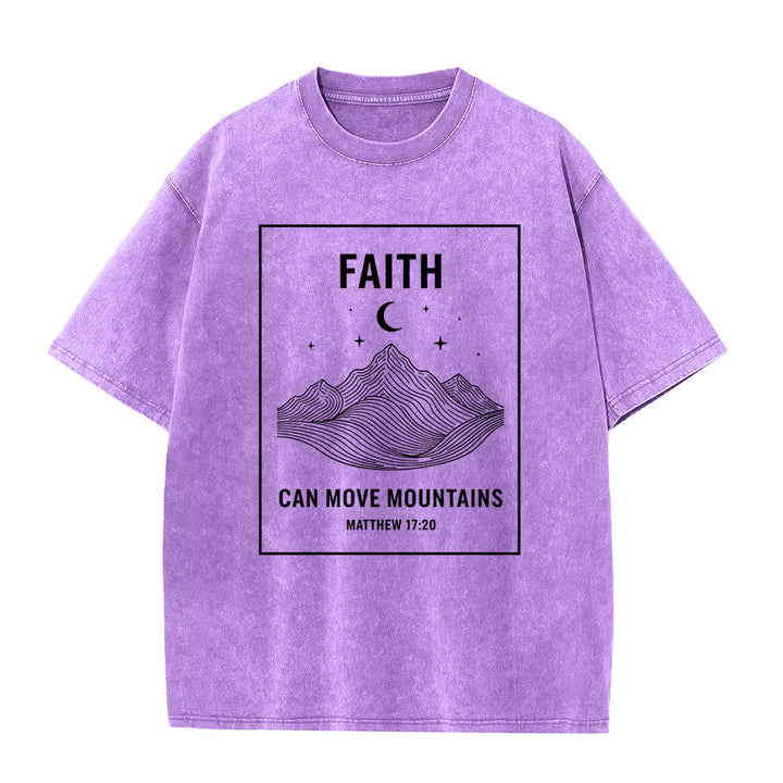 Christianartworkshop Faith Can Move Mountains Matthew 17:20 Unisex Washed T-Shirt - Purple - 5XL - image 6