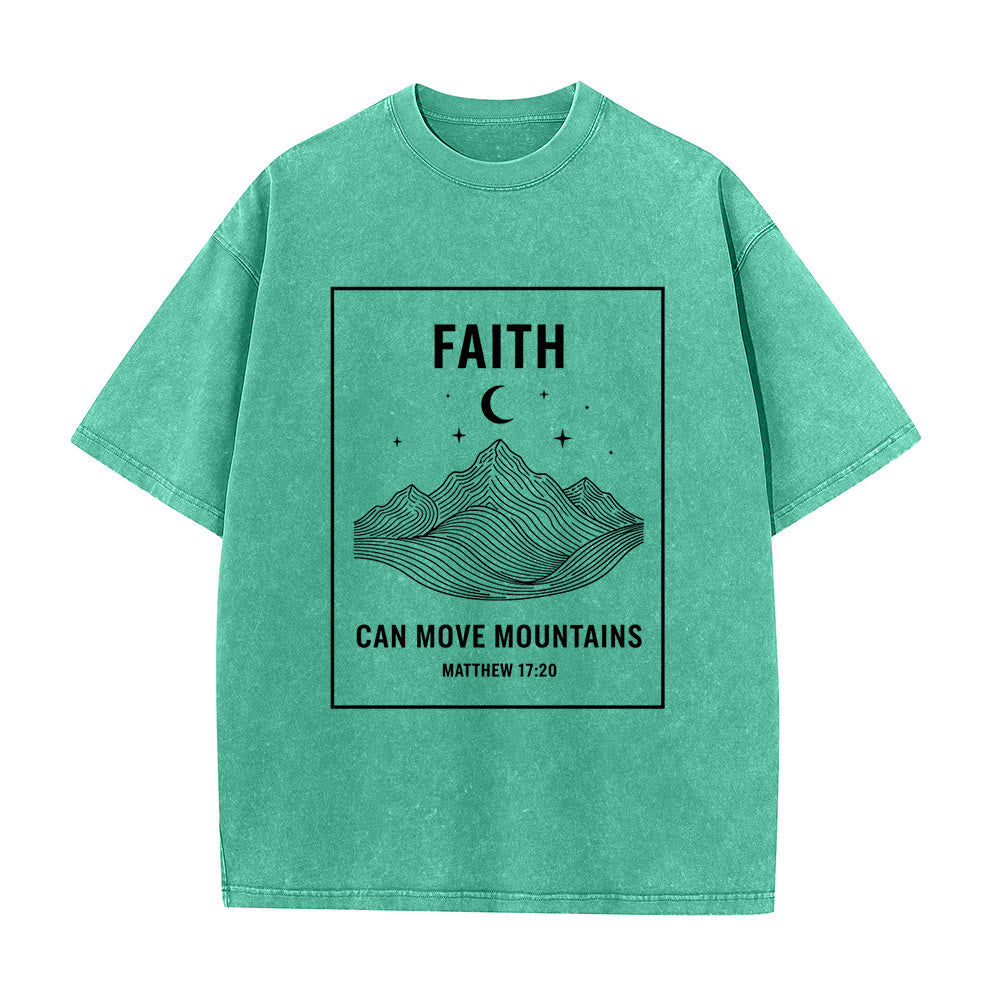 Christianartworkshop Faith Can Move Mountains Matthew 17:20 Unisex Washed T-Shirt - Green - 5XL - image 4