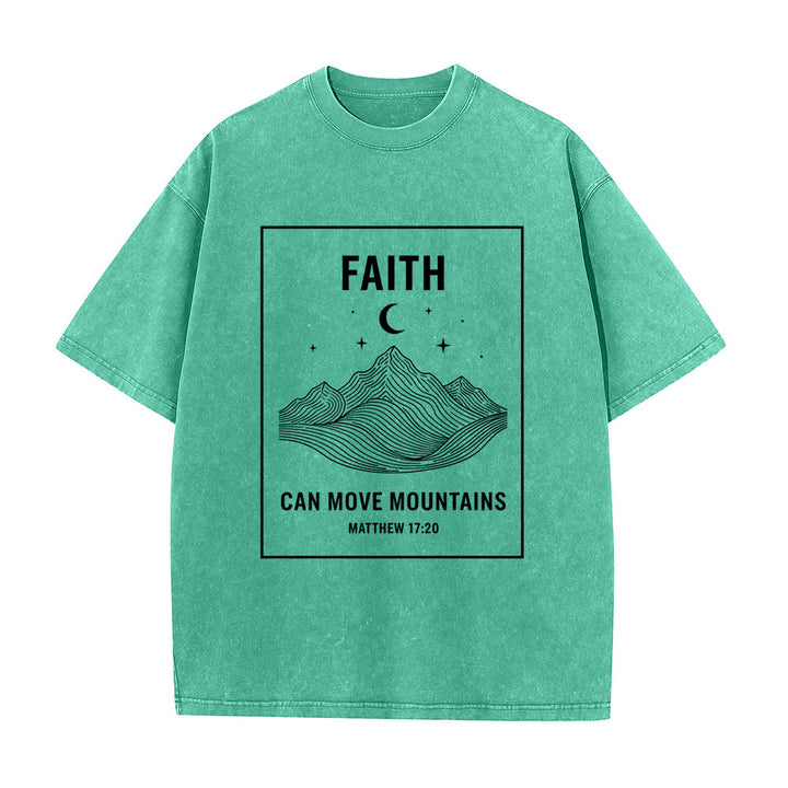 Christianartworkshop Faith Can Move Mountains Matthew 17:20 Unisex Washed T-Shirt - Green - 5XL - image 4