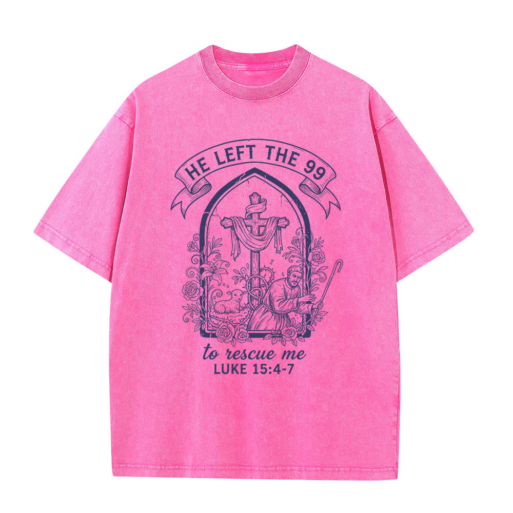 Christianartworkshop His Relentless Care Shepherd & Lamb Unisex Washed T-Shirt - Pink - 5XL - image 4