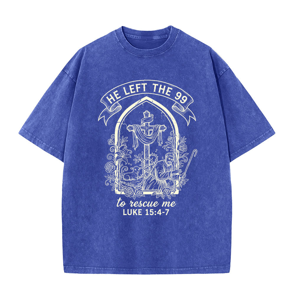 Christianartworkshop His Relentless Care Shepherd & Lamb Unisex Washed T-Shirt - Blue - 5XL - image 3