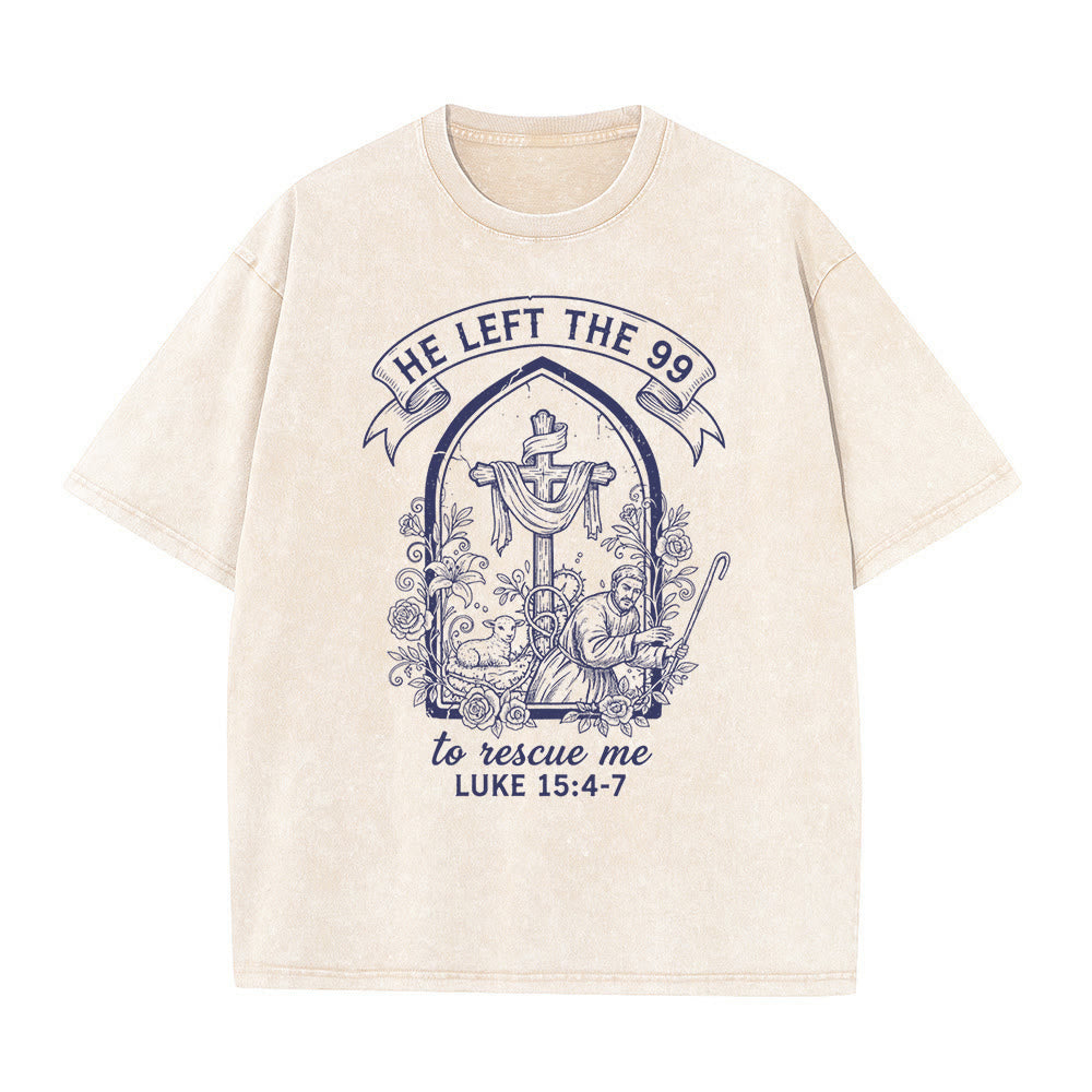 Christianartworkshop His Relentless Care Shepherd & Lamb Unisex Washed T-Shirt - Beige - 5XL - image 0