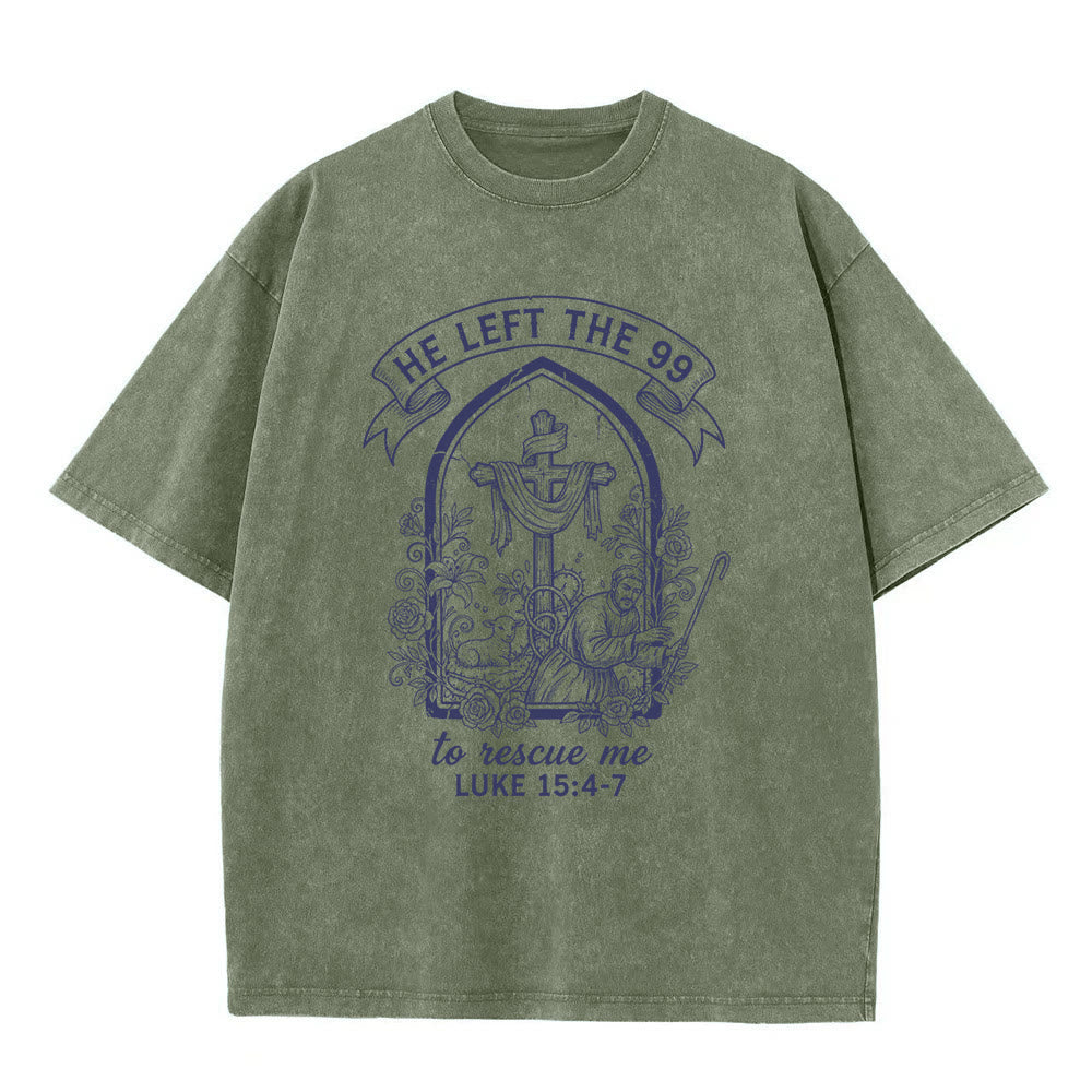 Christianartworkshop His Relentless Care Shepherd & Lamb Unisex Washed T-Shirt - Army Green - 5XL - image 6