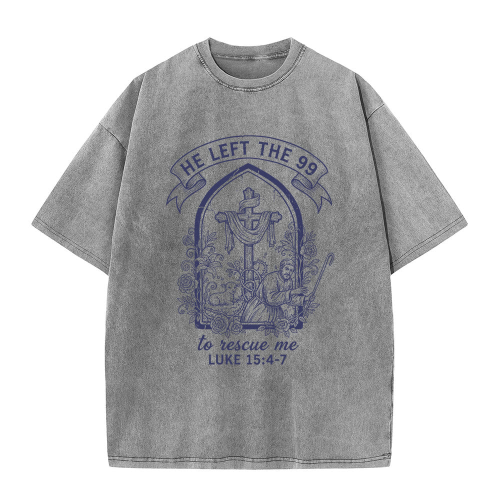 Christianartworkshop His Relentless Care Shepherd & Lamb Unisex Washed T-Shirt - Grey - 5XL - image 1