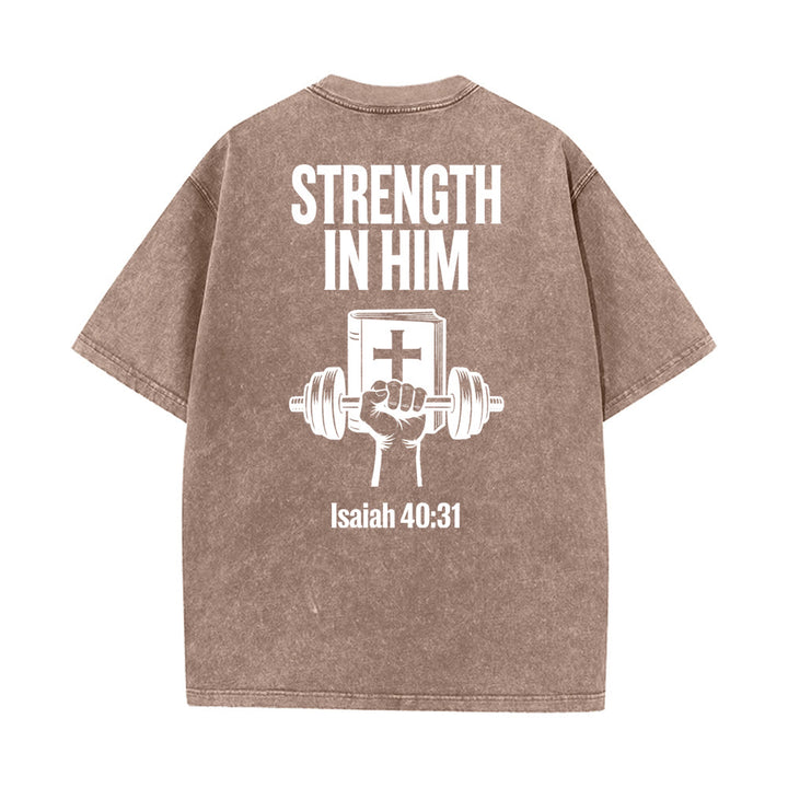 Christianartworkshop Strength in Him Isaiah 40:31 Graphic Unisex Washed T-Shirt - image 11