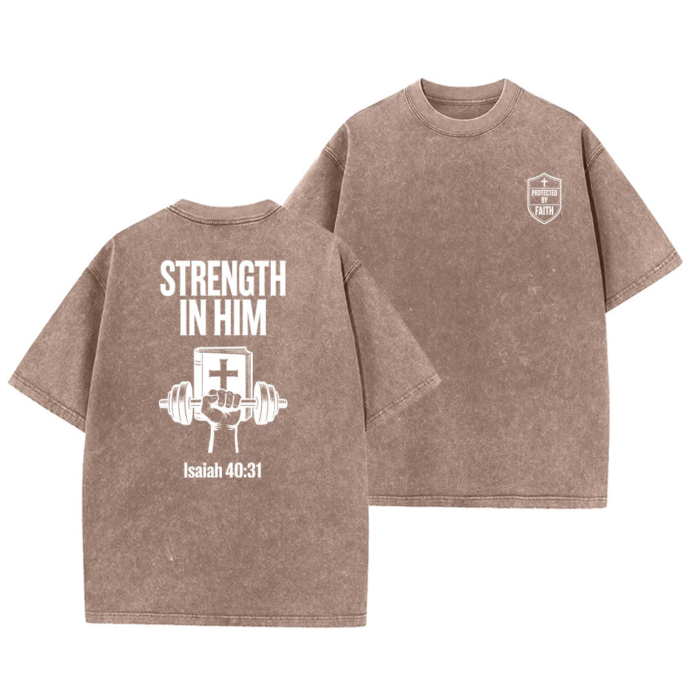 Christianartworkshop Strength in Him Isaiah 40:31 Graphic Unisex Washed T-Shirt - Brown - 5XL - image 9