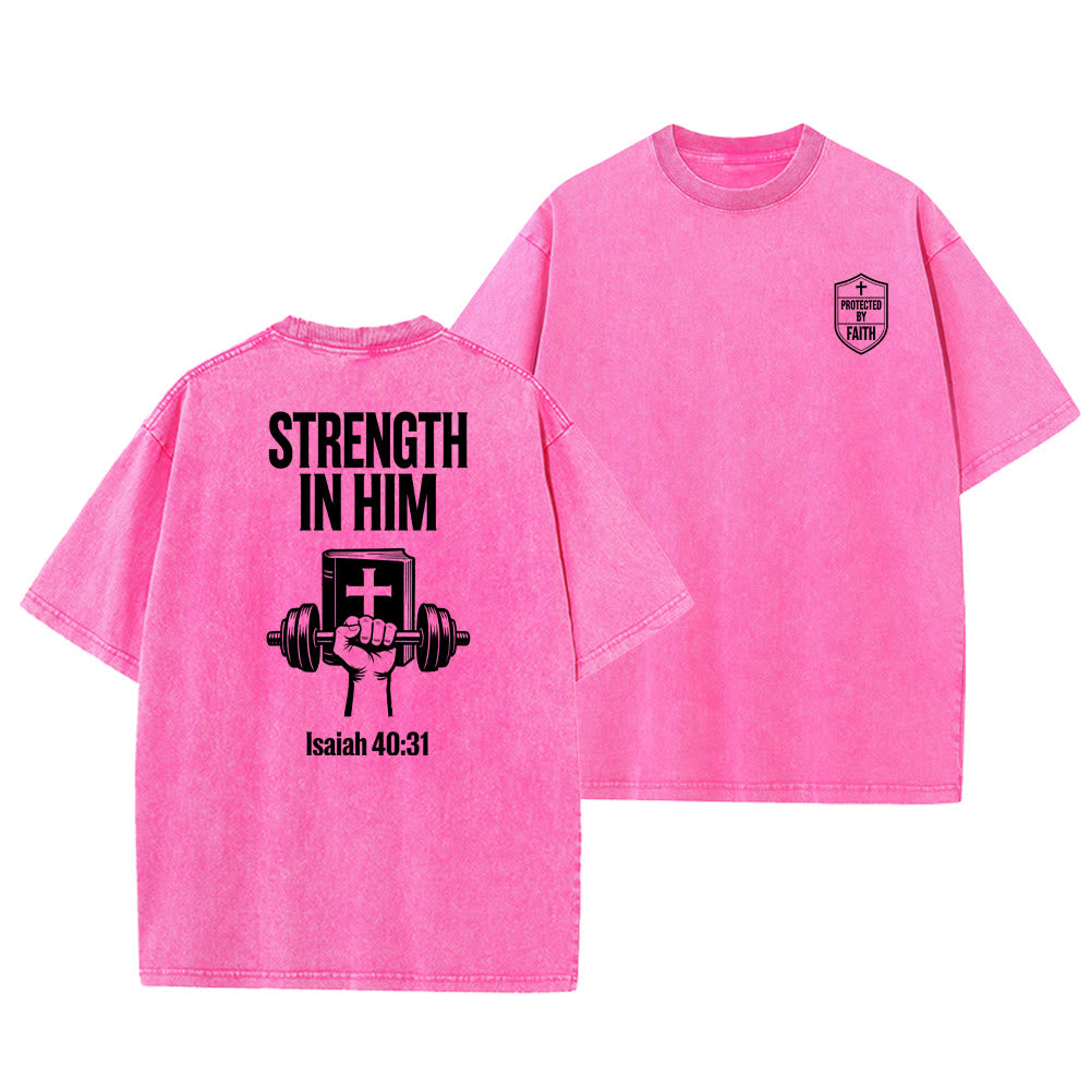 Christianartworkshop Strength in Him Isaiah 40:31 Graphic Unisex Washed T-Shirt - Pink - 5XL - image 15