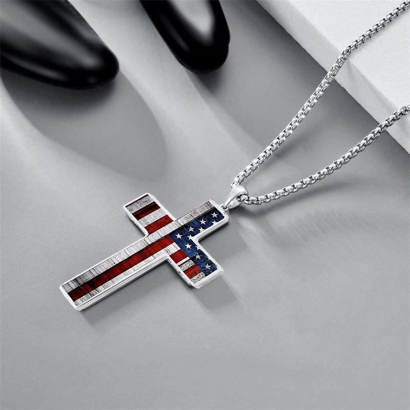 Christianartworkshop Metal Cross Necklace with American Flag Motif: Carry Faith and Honor Close to The Heart - image 3