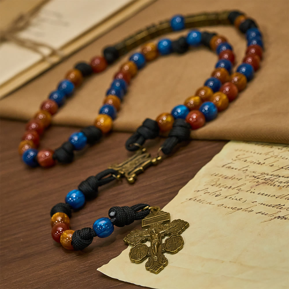 Christianartworkshop 2026 New Year Colorful Faith Rosary: Custom Name & Guardian Crucifix - image 5