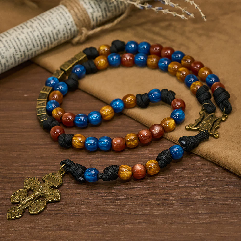 Christianartworkshop 2026 New Year Colorful Faith Rosary: Custom Name & Guardian Crucifix - image 4