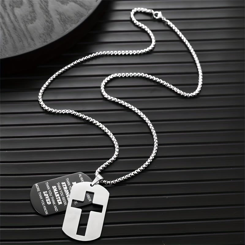 Christianartworkshop Polished Metal Cross Cutout & Engraved Verse Necklace: Carry His Promise Close Daily - image 4