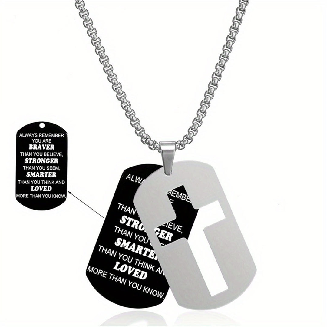 Christianartworkshop Polished Metal Cross Cutout & Engraved Verse Necklace: Carry His Promise Close Daily - Always Remember - image 3