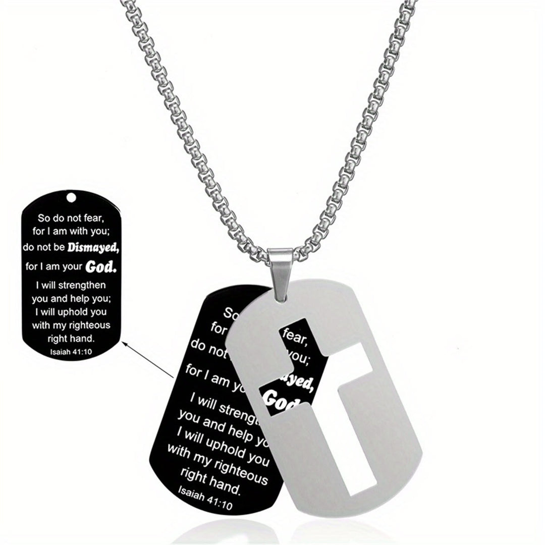 Christianartworkshop Polished Metal Cross Cutout & Engraved Verse Necklace: Carry His Promise Close Daily - Isaiah 41:10 - image 5
