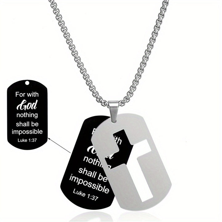 Christianartworkshop Polished Metal Cross Cutout & Engraved Verse Necklace: Carry His Promise Close Daily - Luke 1:37 - image 10