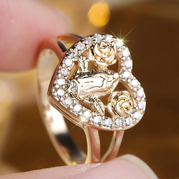 Christianartworkshop Heart-Shaped Our Lady Motif Ring with Rose Accents: Carry Her Care in Daily Wear - image 1