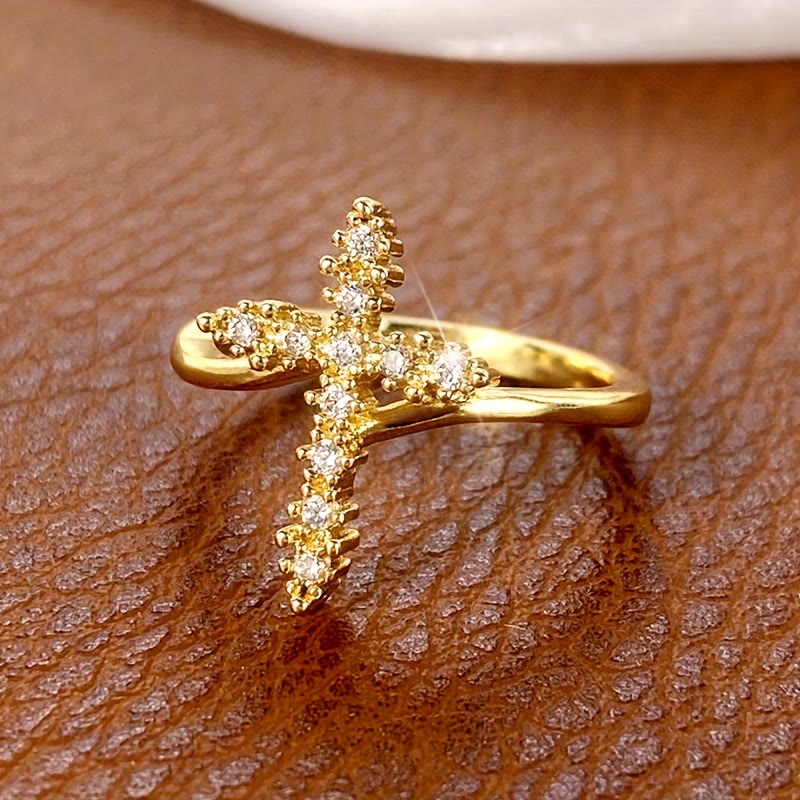 Christianartworkshop Cross Ring with Clustered Cubic Zirconia Accents: Embody His Gentle Grace - image 1