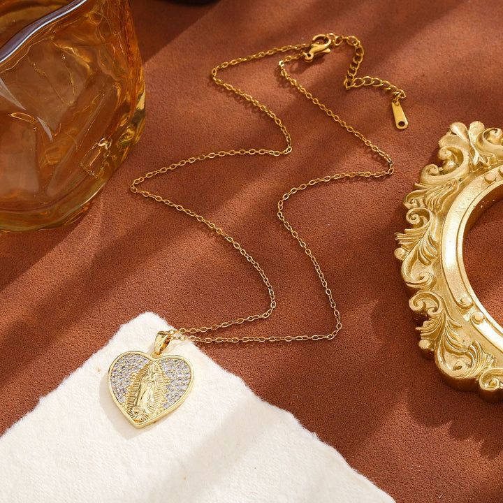 Christianartworkshop Radiant Our Lady Necklace with Heart-Frame Cubic Zirconia: Carry Her Care in Daily Wear - image 5