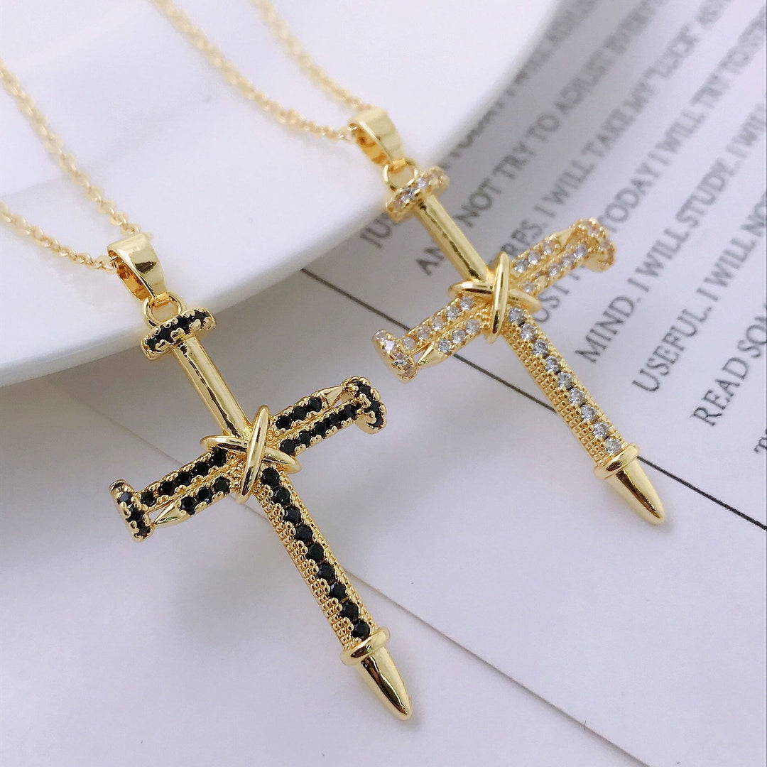 Christianartworkshop Nail-Inspired Cross Necklace with Cubic Zirconia: Hold His Grace Close - image 2