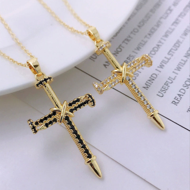 Christianartworkshop Nail-Inspired Cross Necklace with Cubic Zirconia: Hold His Grace Close - image 2
