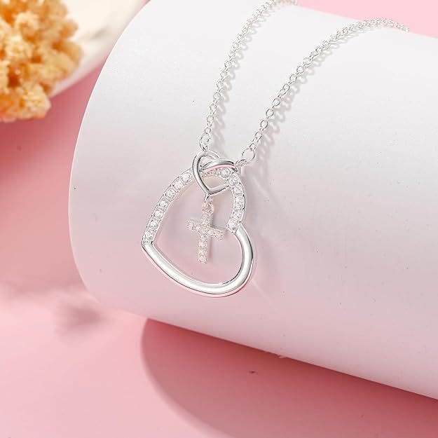 Christianartworkshop Intertwined Heart Cross Necklace with Card: Embody His Easter Joy & Grace - image 3