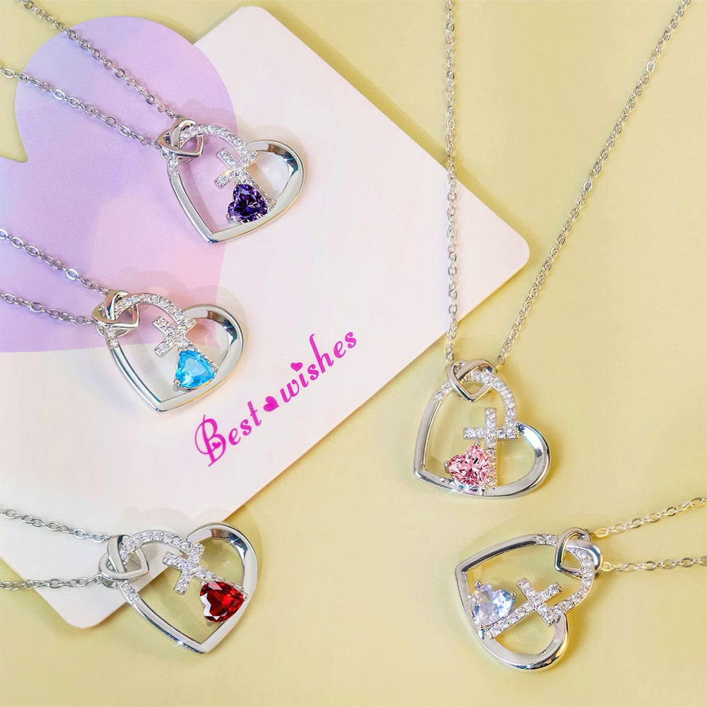 Christianartworkshop Sacred Heart Cross Necklace with Colored Accent: A Daily Link to His Love - image 1