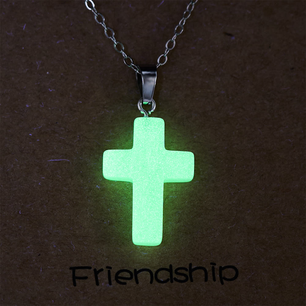 Christianartworkshop Glow-in-the-Dark Cross Necklace with Friendship Message Card: Embody His Gentle Grace - image 1