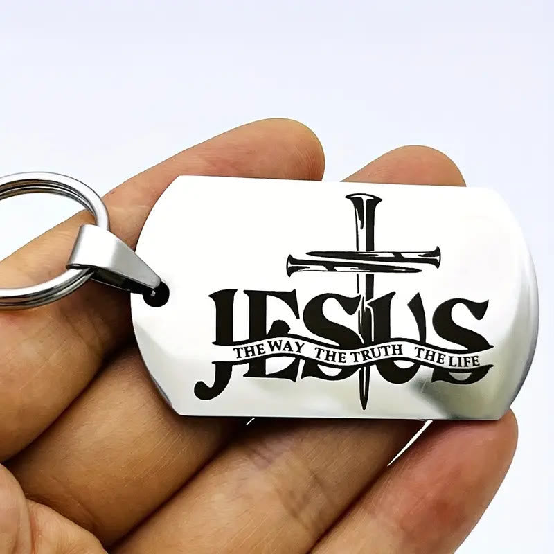 Christianartworkshop JESUS: The Way The Truth The Life Dog Tag Keychain: Remind of His Quiet Peace - Jesus - image 0