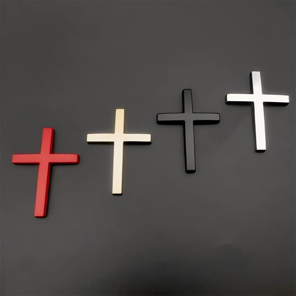 Christianartworkshop Durable Metal Cross Car Decal: Remind of His Quiet Guidance on the Road - 1 Set of Cross (4 COLOR) - image 1