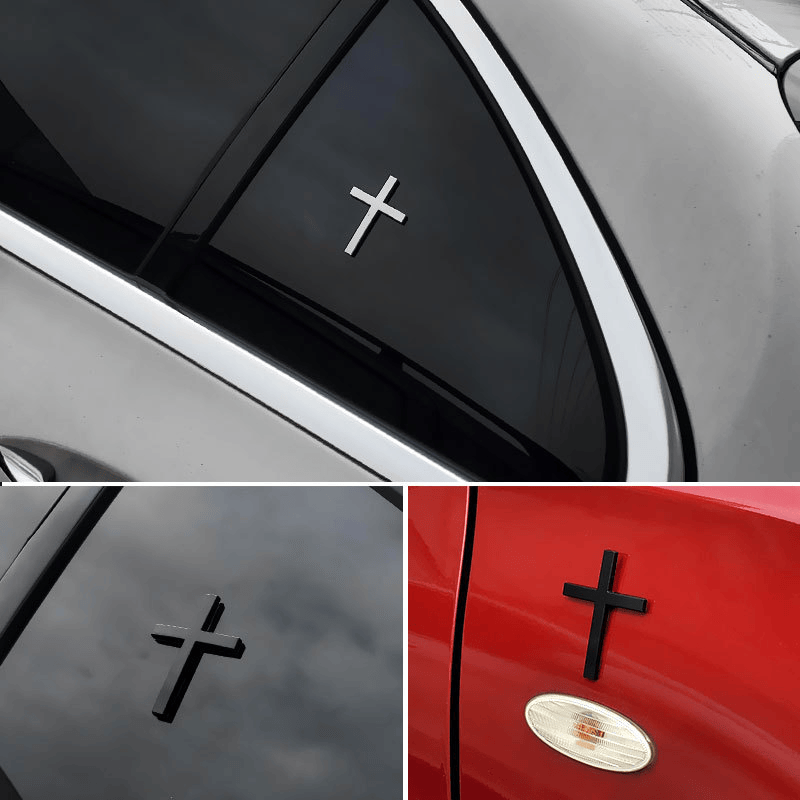 Christianartworkshop Durable Metal Cross Car Decal: Remind of His Quiet Guidance on the Road - image 0