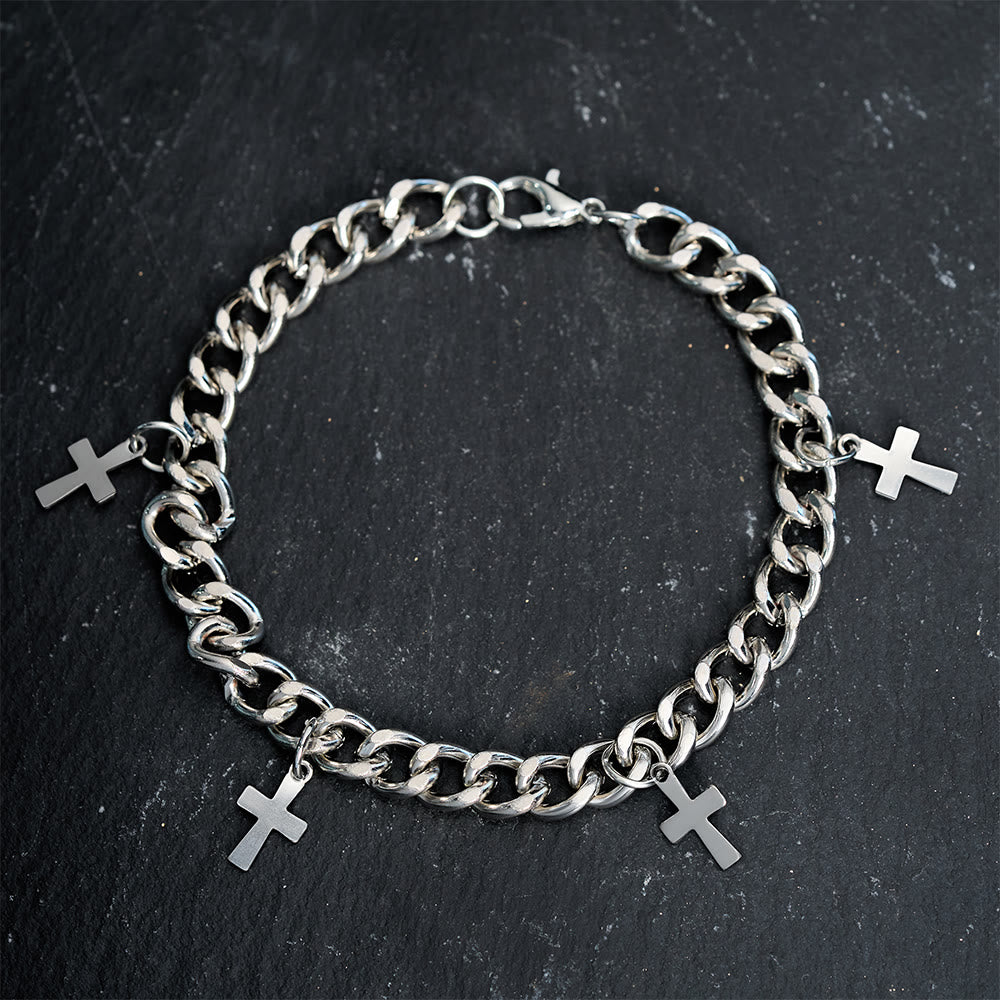 Christianartworkshop Curb Chain Bracelet with Dangling Cross Charms: Embody His Bold Grace - image 4