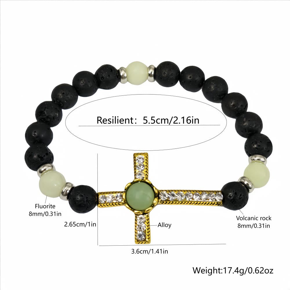 Christianartworkshop Volcanic Stone Bracelet with Glow-in-the-Dark Cross: Embody His Luminous Grace - image 8