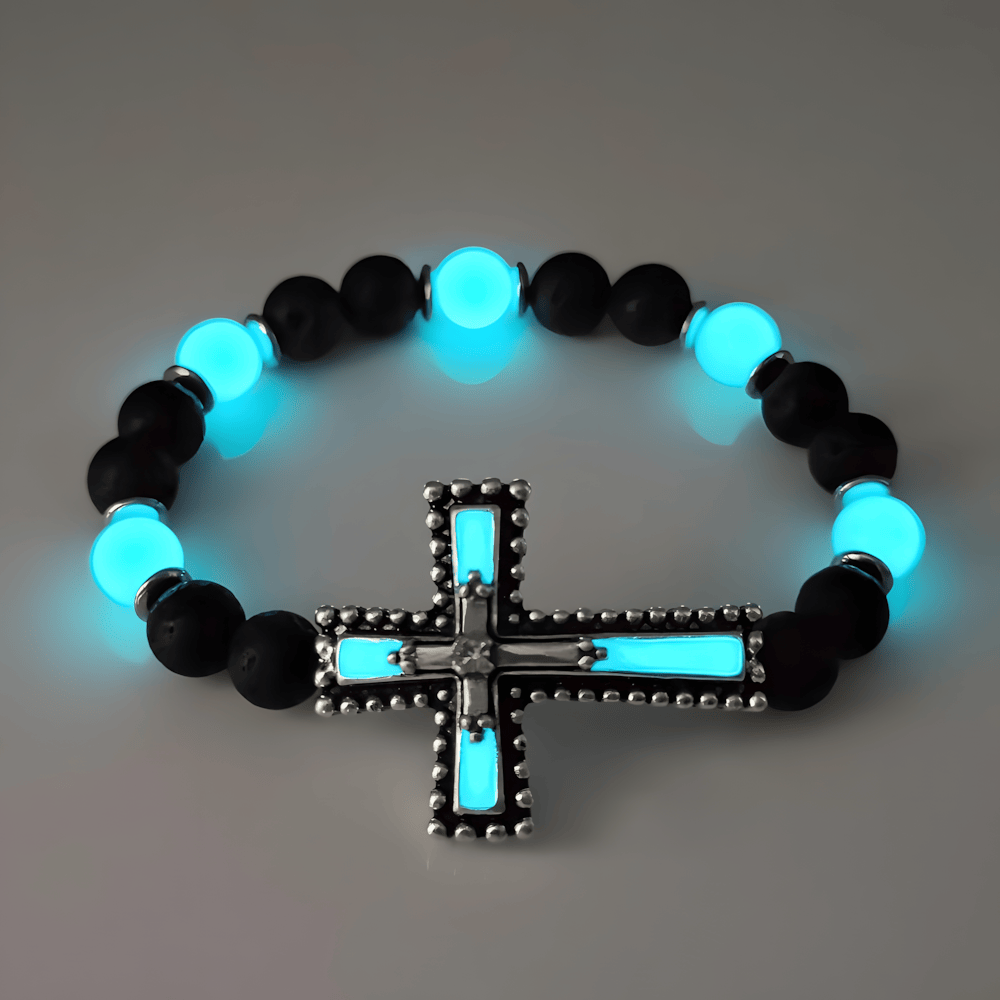 Christianartworkshop Glow-in-the-Dark Cross Jewelry Set with Volcanic Stone: Hold His Grace Close After Dark - image 8