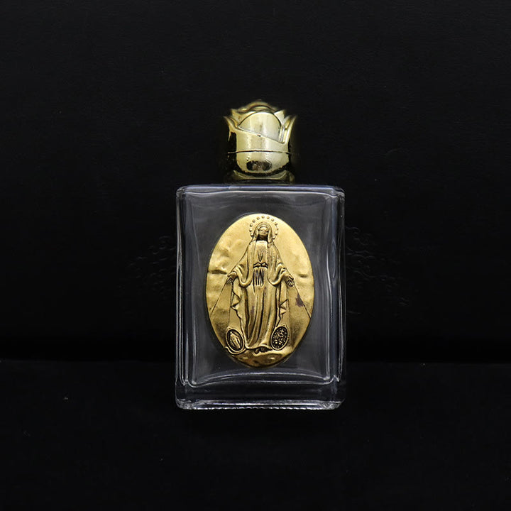 Christianartworkshop Embossed Sacred Icon Holy Water Bottle: Carry His Care in Spiritual Moments - Square Bottle - Miraculous Medal - Golden - image 7