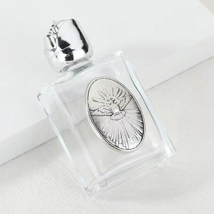Christianartworkshop Embossed Sacred Icon Holy Water Bottle: Carry His Care in Spiritual Moments - Square Bottle - Holy Spirit - Silver - image 23