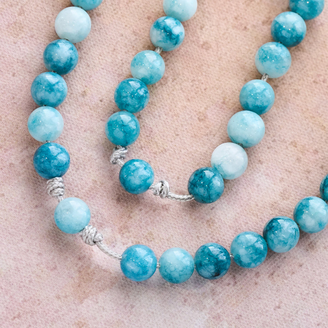 Christianartworkshop Elegant lue Persian Jade Catholic Rosary with Our Lady Faith Companion - image 8