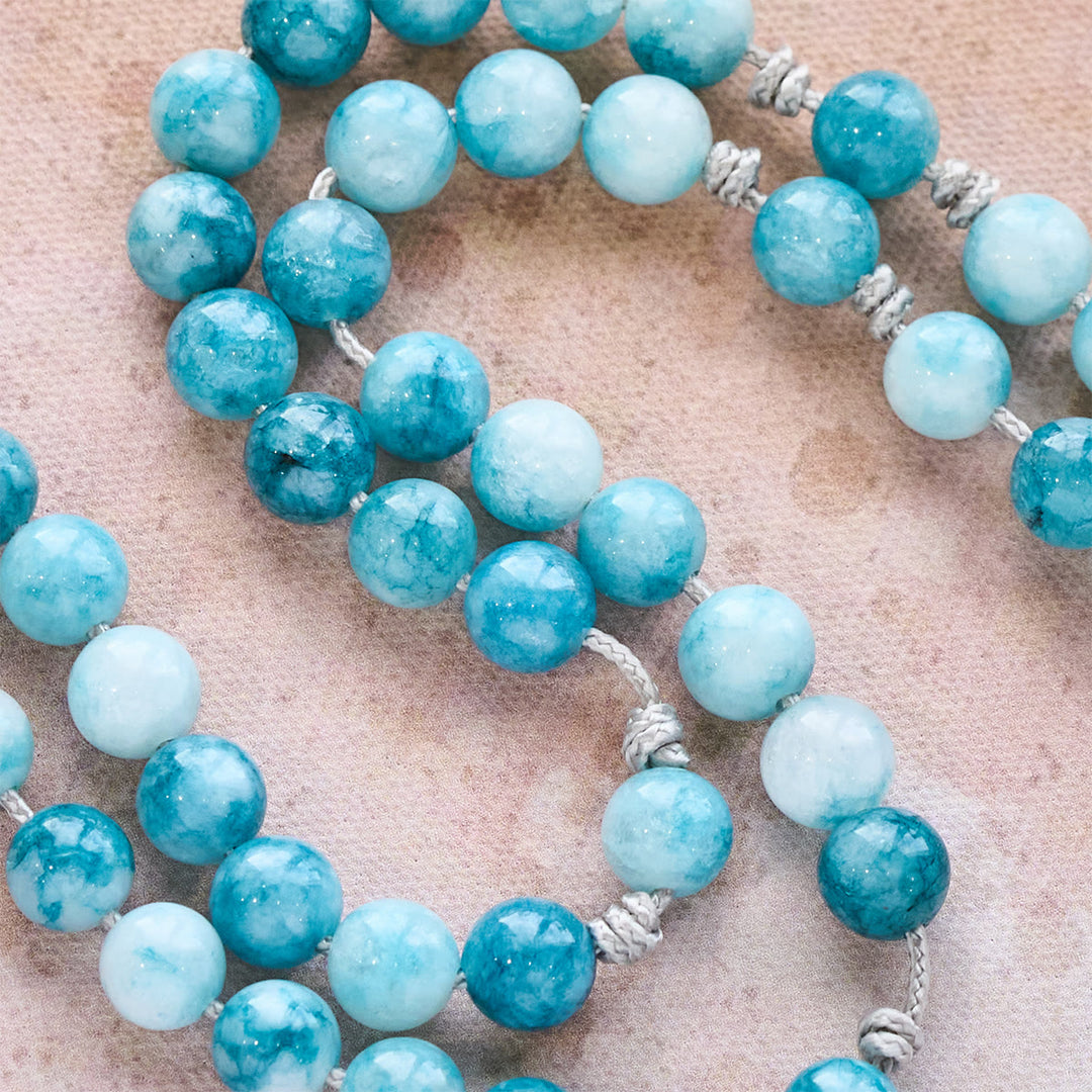 Christianartworkshop Elegant lue Persian Jade Catholic Rosary with Our Lady Faith Companion - image 7