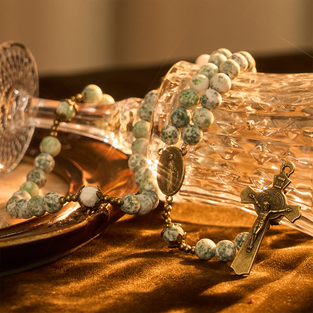 Christianartworkshop Natural Matte Sandstone Faith Rosary with Bronze Crucifix & Our Lady - image 7